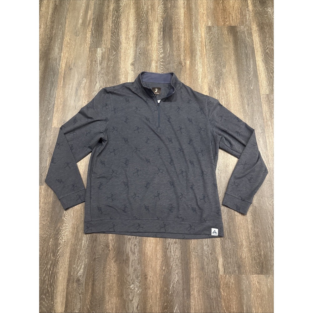 Jack + Sage Mens XL Qtr Zip Long Sleeve Pullover Skier All Over Print Gray - Picture 1 of 10